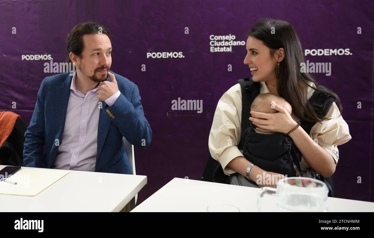 Madrid, 01/17/2020. Pablo Iglesias and Irene Montero chair the Podemos State Citizen Council. Photo: Maya Balanya. ARCHDC. Credit: Album / Archivo ABC / Maya Balanya Stock Photo