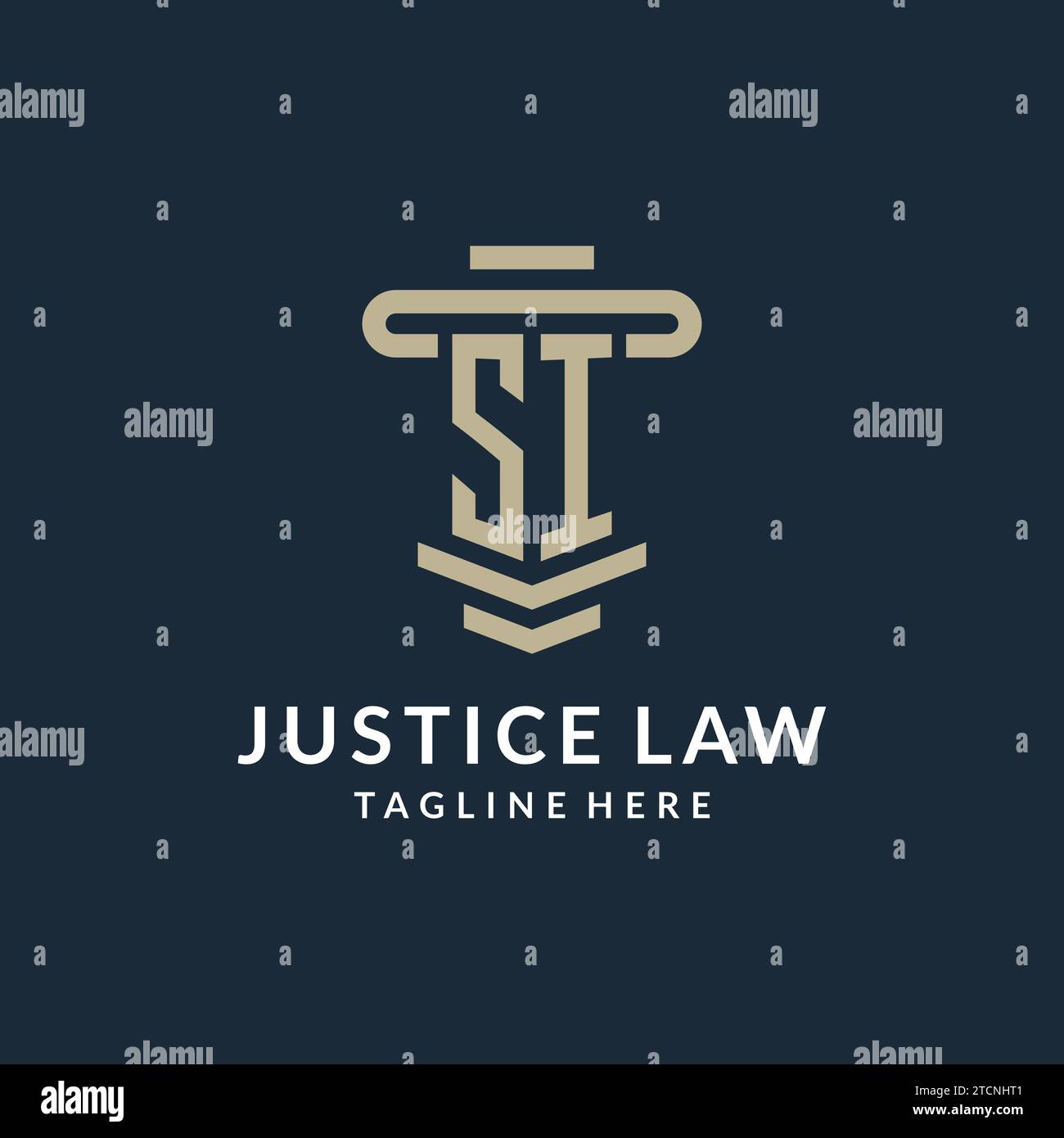SI initial logo monogram with simple luxury pillar line vector design ideas Stock Vector