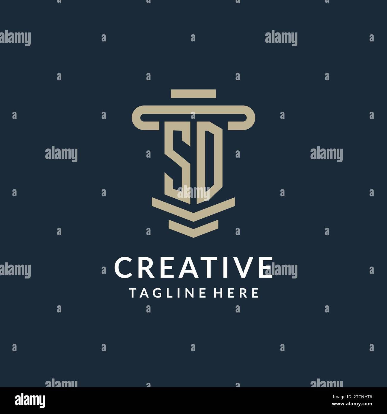 SD initial logo monogram with simple luxury pillar line vector design ideas Stock Vector