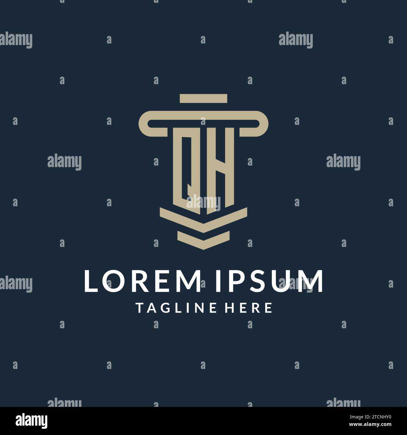 QH initial logo monogram with simple luxury pillar line vector design ideas Stock Vector