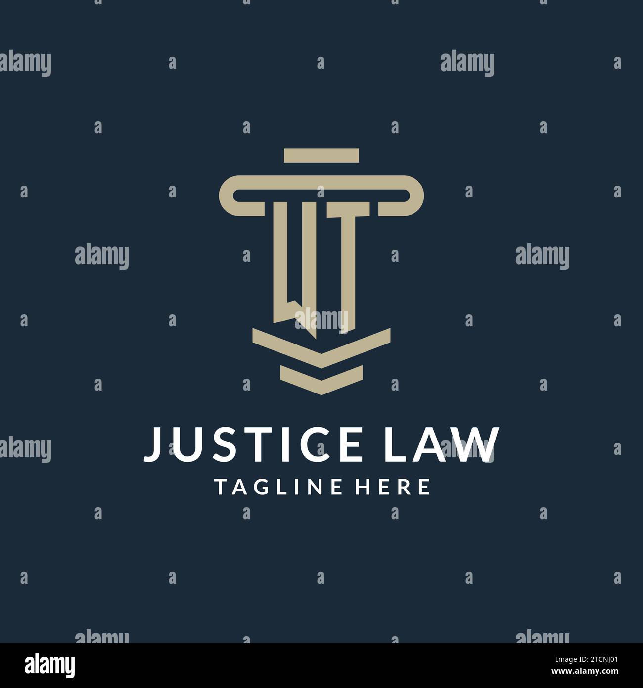 WT initial logo monogram with simple luxury pillar line vector design ideas Stock Vector