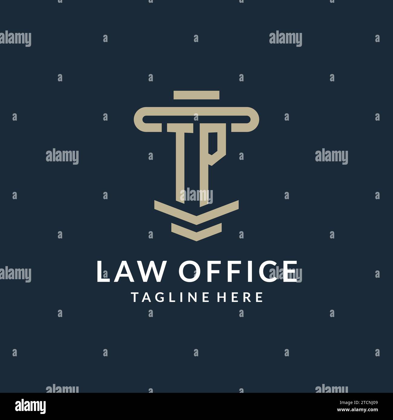TP initial logo monogram with simple luxury pillar line vector design ideas Stock Vector