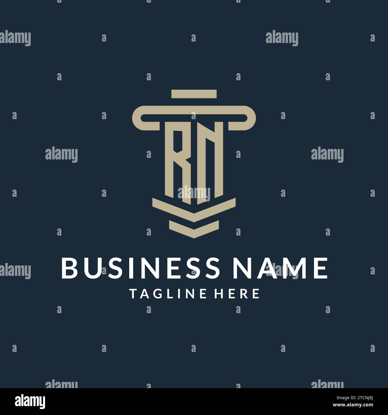RN initial logo monogram with simple luxury pillar line vector design ideas Stock Vector
