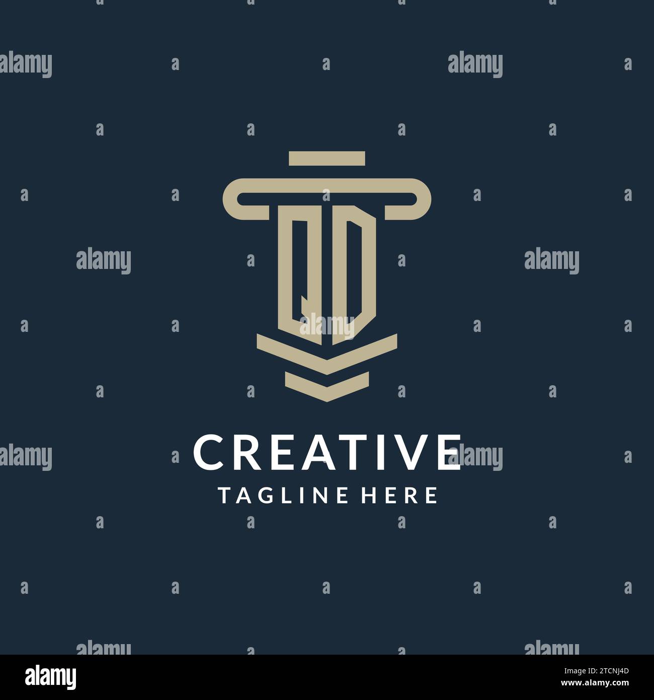 QD initial logo monogram with simple luxury pillar line vector design ideas Stock Vector