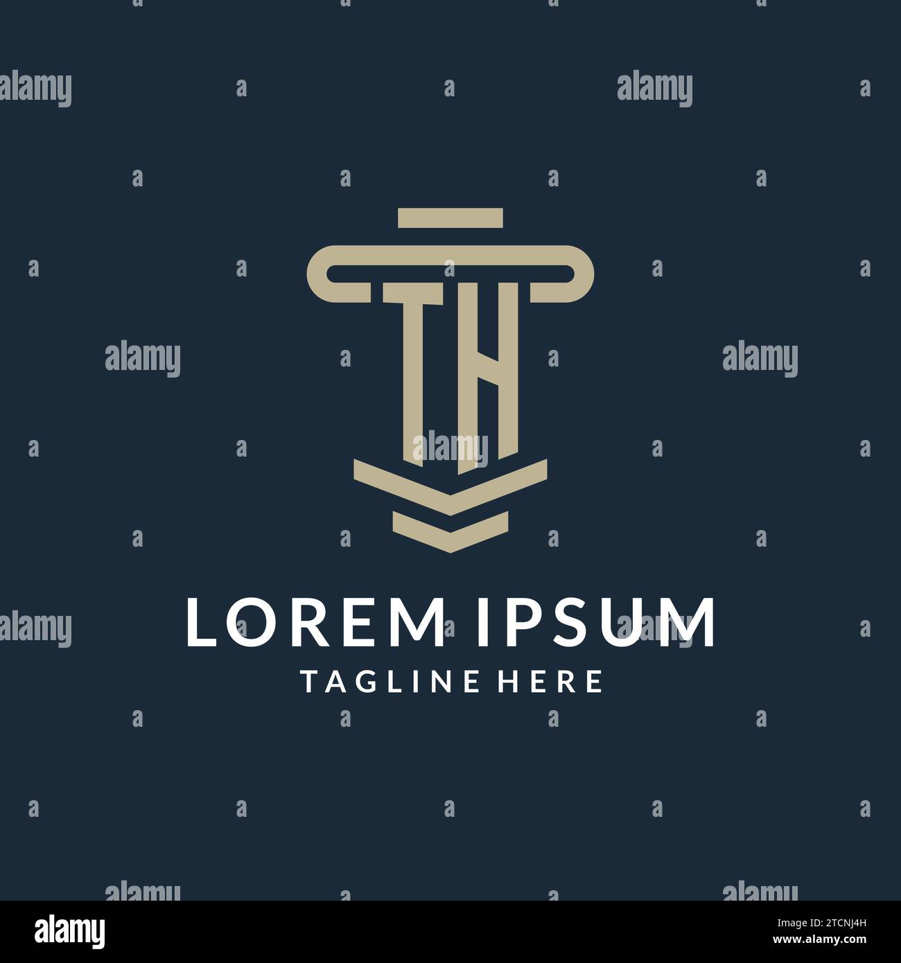 TH initial logo monogram with simple luxury pillar line vector design ideas Stock Vector