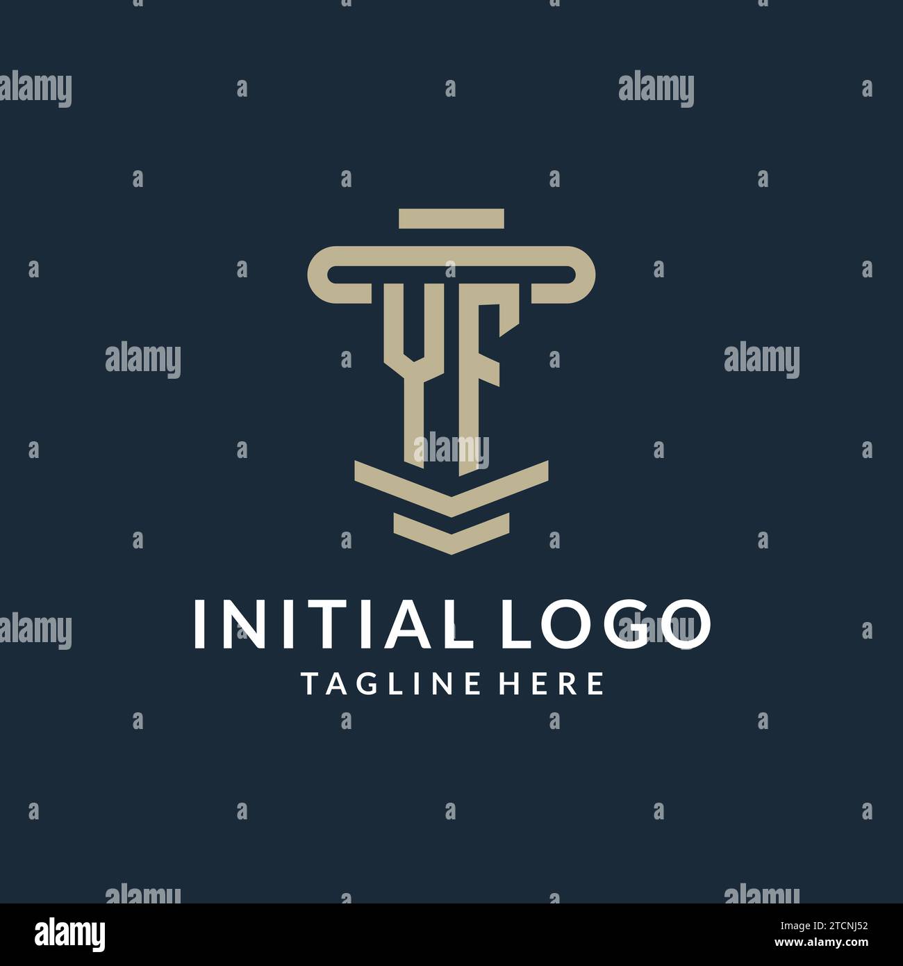 YF initial logo monogram with simple luxury pillar line vector design ideas Stock Vector