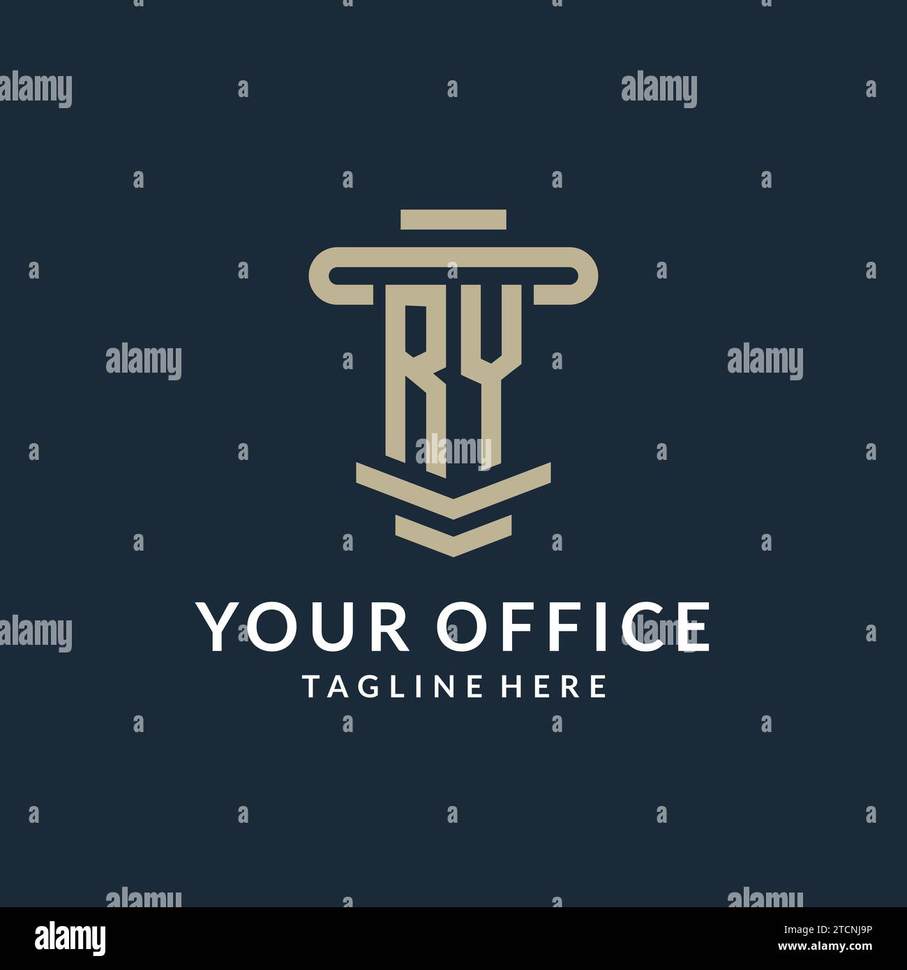 RY initial logo monogram with simple luxury pillar line vector design ideas Stock Vector