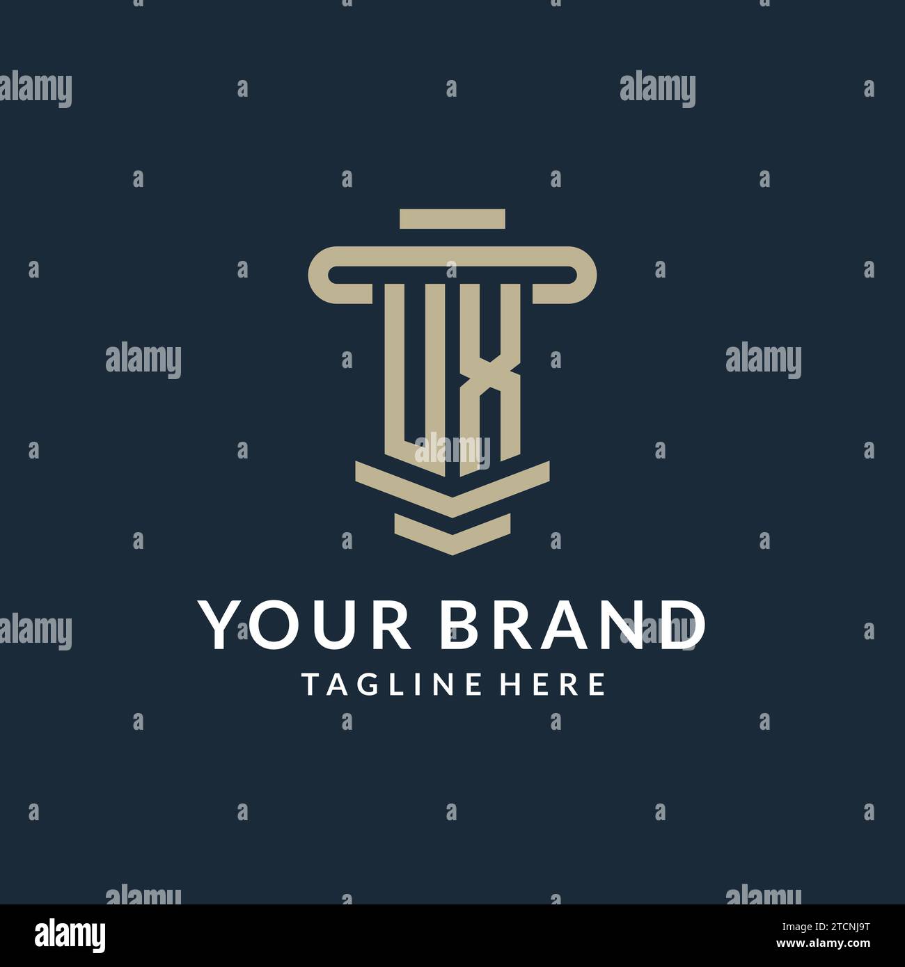 UX initial logo monogram with simple luxury pillar line vector design ideas Stock Vector