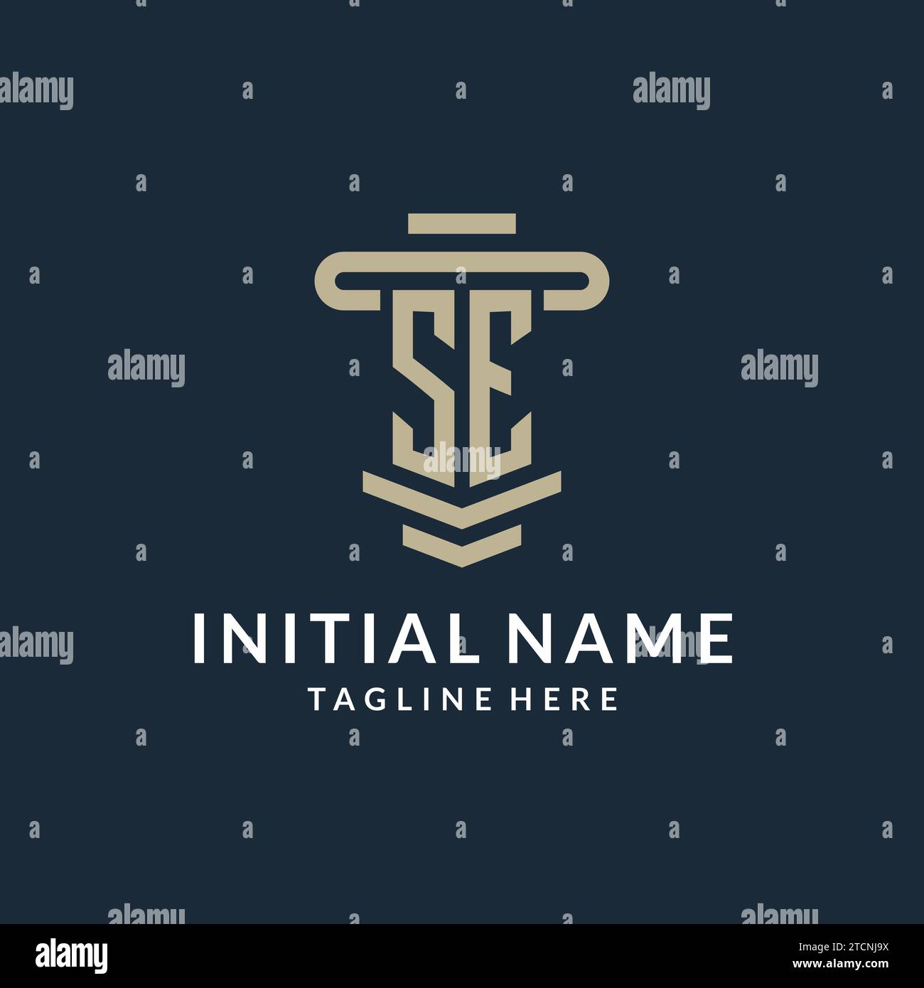SE initial logo monogram with simple luxury pillar line vector design ideas Stock Vector