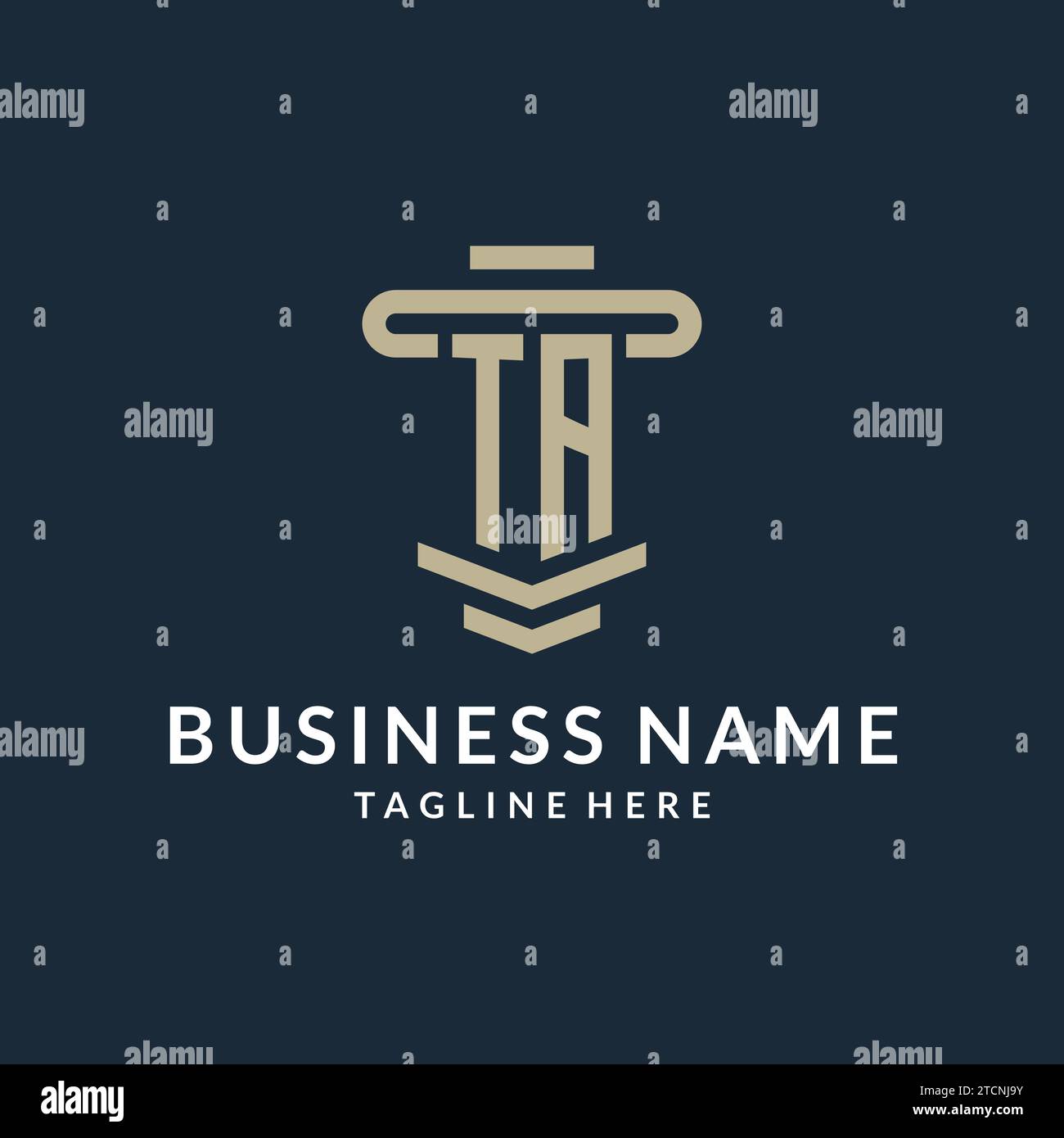 TA initial logo monogram with simple luxury pillar line vector design ideas Stock Vector