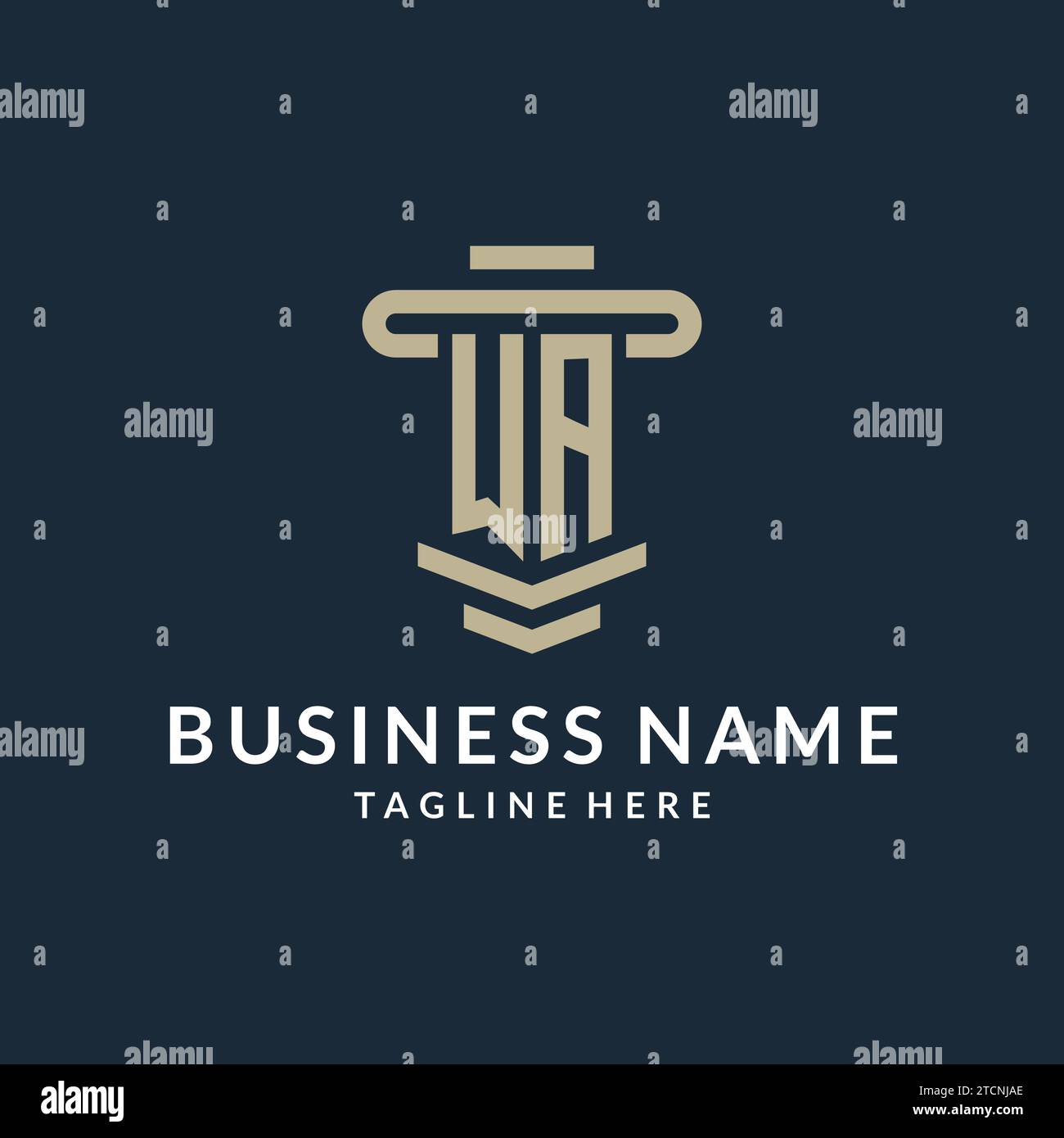 WA initial logo monogram with simple luxury pillar line vector design ideas Stock Vector