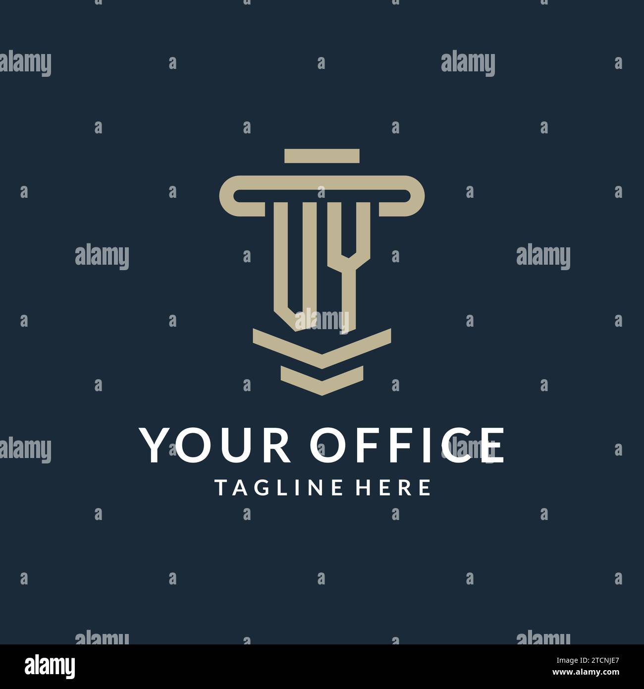 VY initial logo monogram with simple luxury pillar line vector design ideas Stock Vector