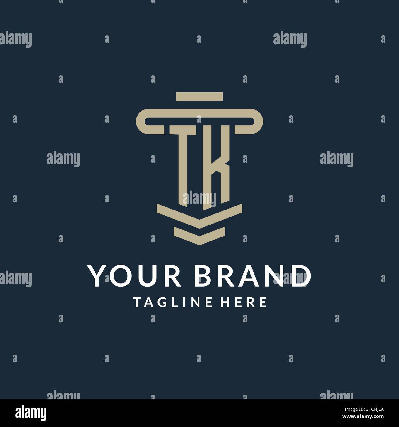 TK initial logo monogram with simple luxury pillar line vector design ideas Stock Vector