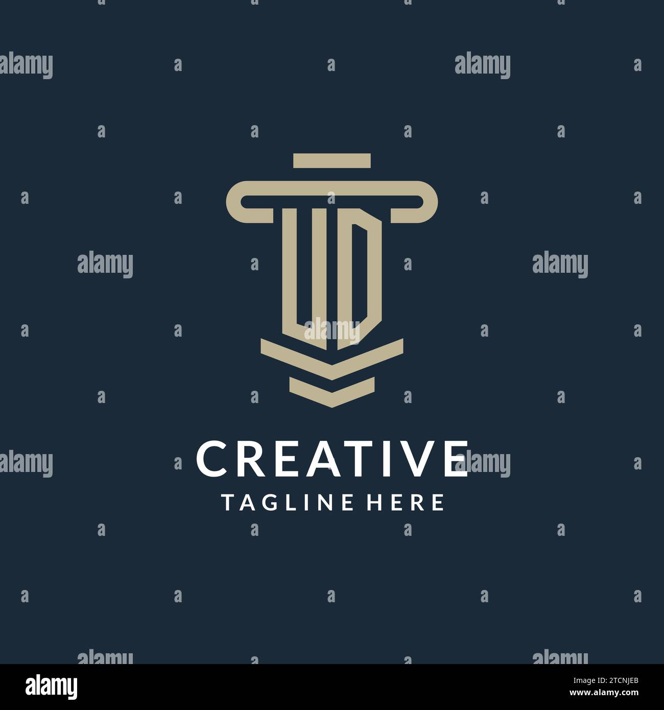 UD initial logo monogram with simple luxury pillar line vector design ideas Stock Vector
