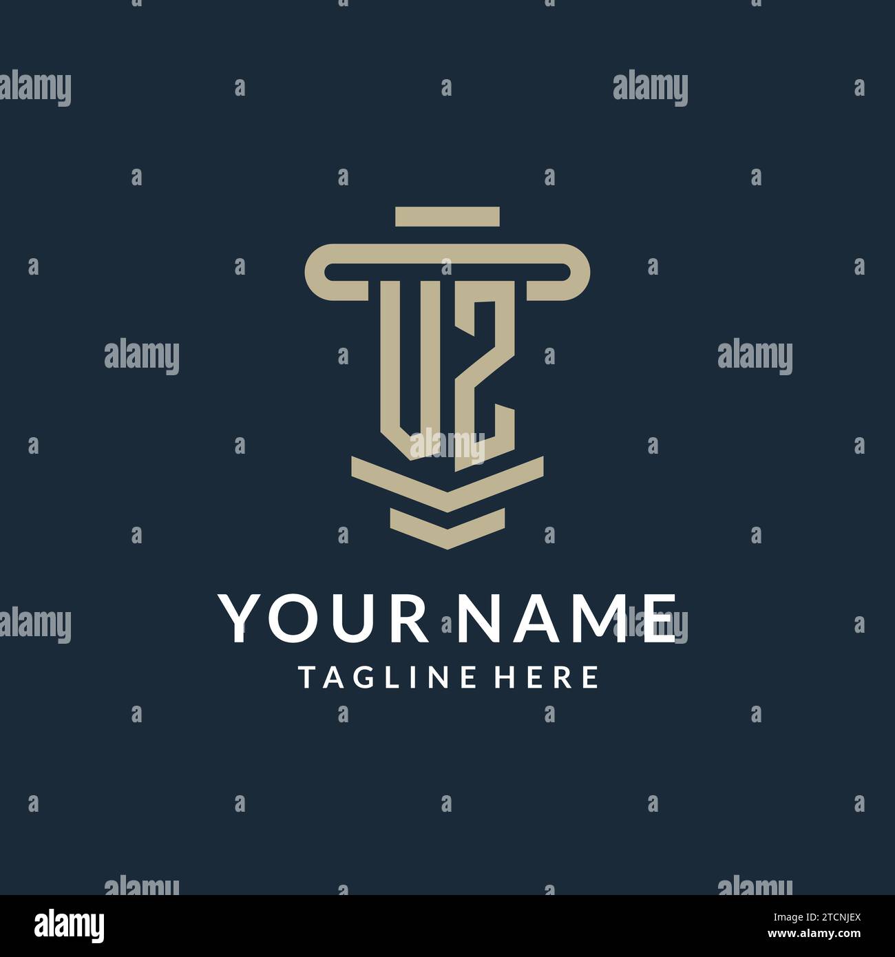 VZ initial logo monogram with simple luxury pillar line vector design ideas Stock Vector