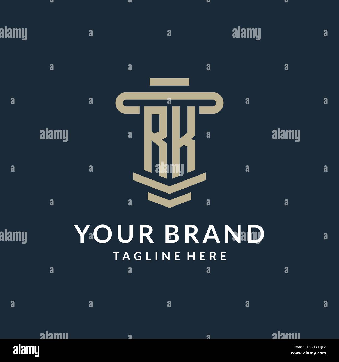 RK initial logo monogram with simple luxury pillar line vector design ideas Stock Vector