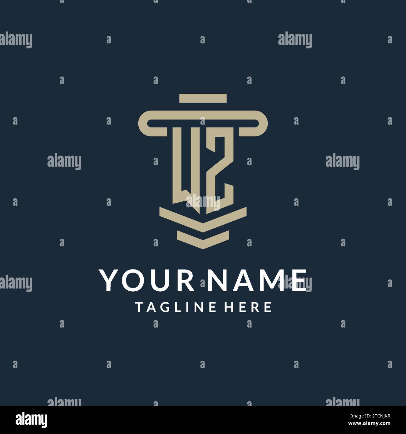 WZ initial logo monogram with simple luxury pillar line vector design ideas Stock Vector