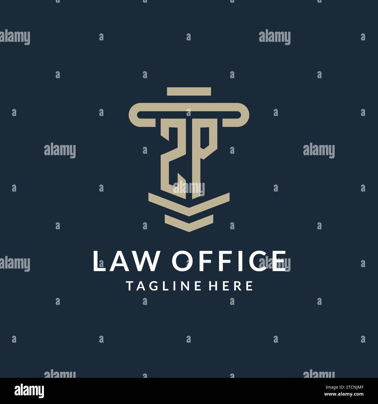 ZP initial logo monogram with simple luxury pillar line vector design ...