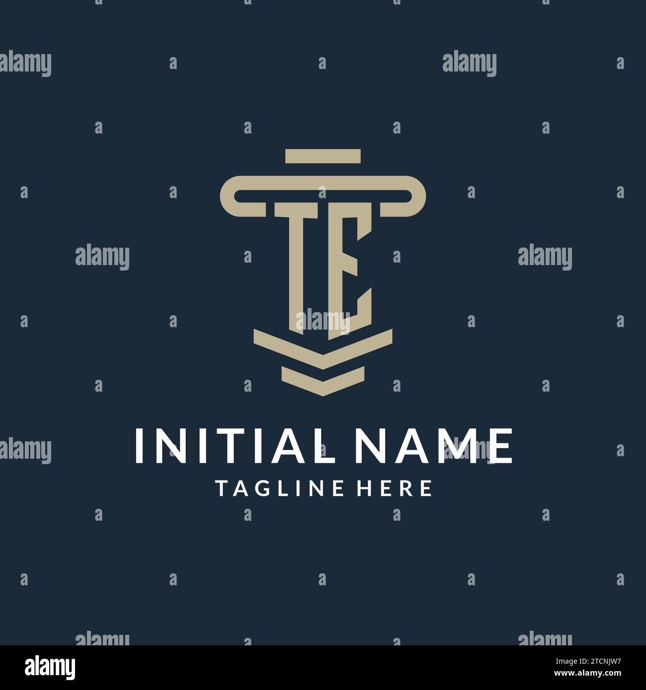 TE initial logo monogram with simple luxury pillar line vector design ideas Stock Vector