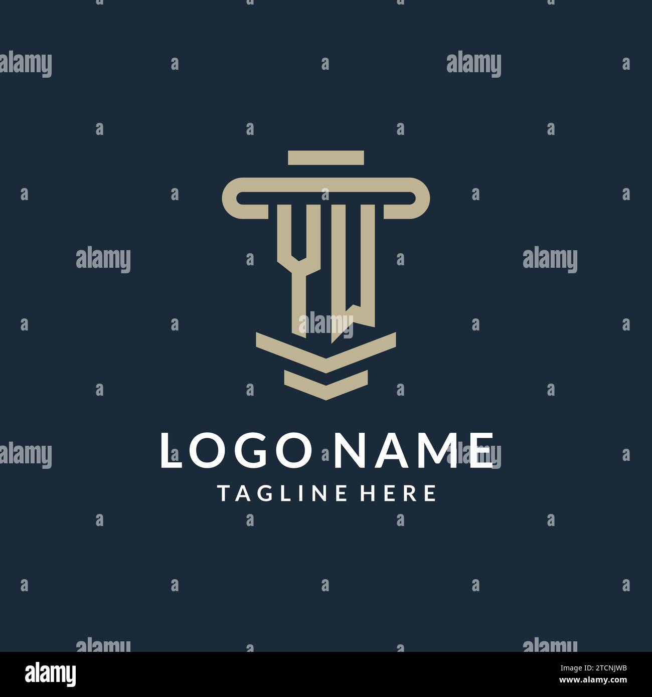 YW initial logo monogram with simple luxury pillar line vector design ideas Stock Vector