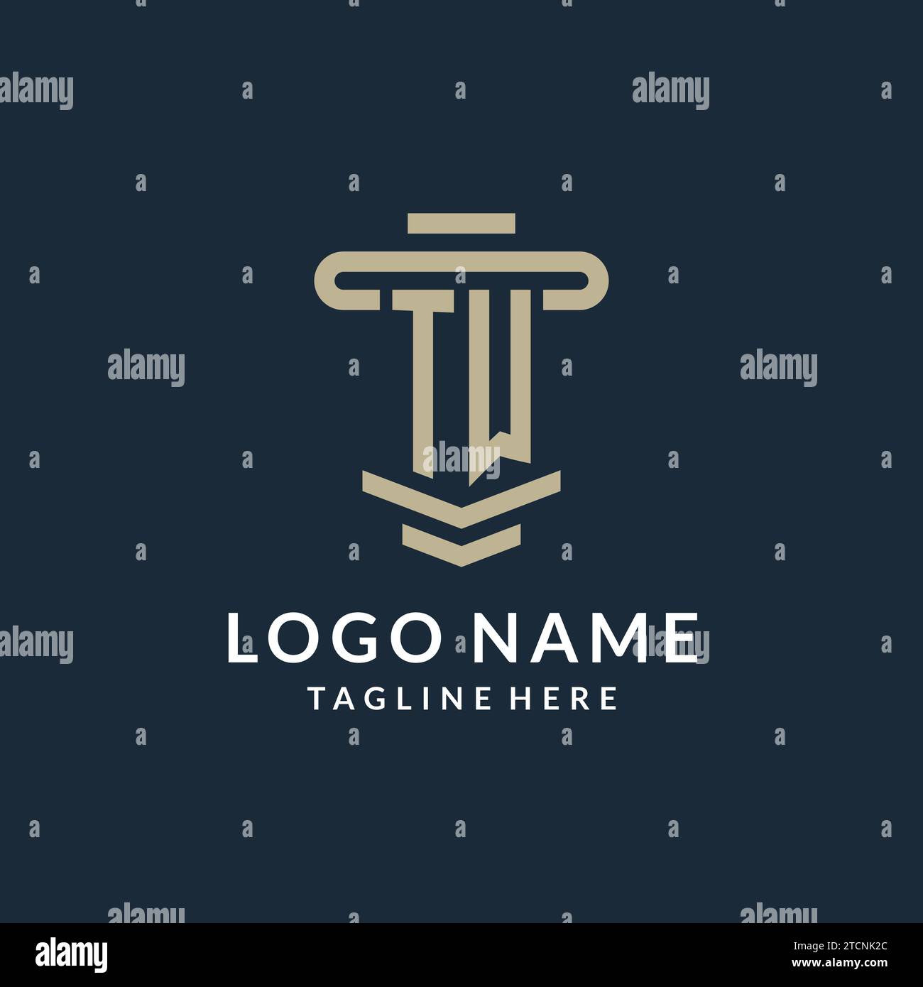 TW initial logo monogram with simple luxury pillar line vector design ideas Stock Vector