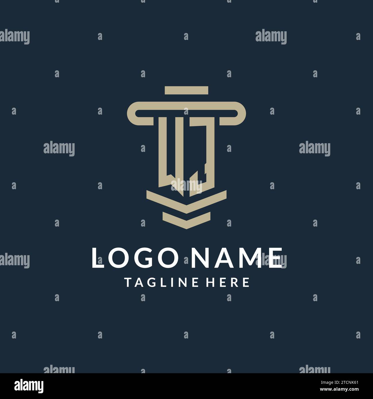 WJ initial logo monogram with simple luxury pillar line vector design ideas Stock Vector