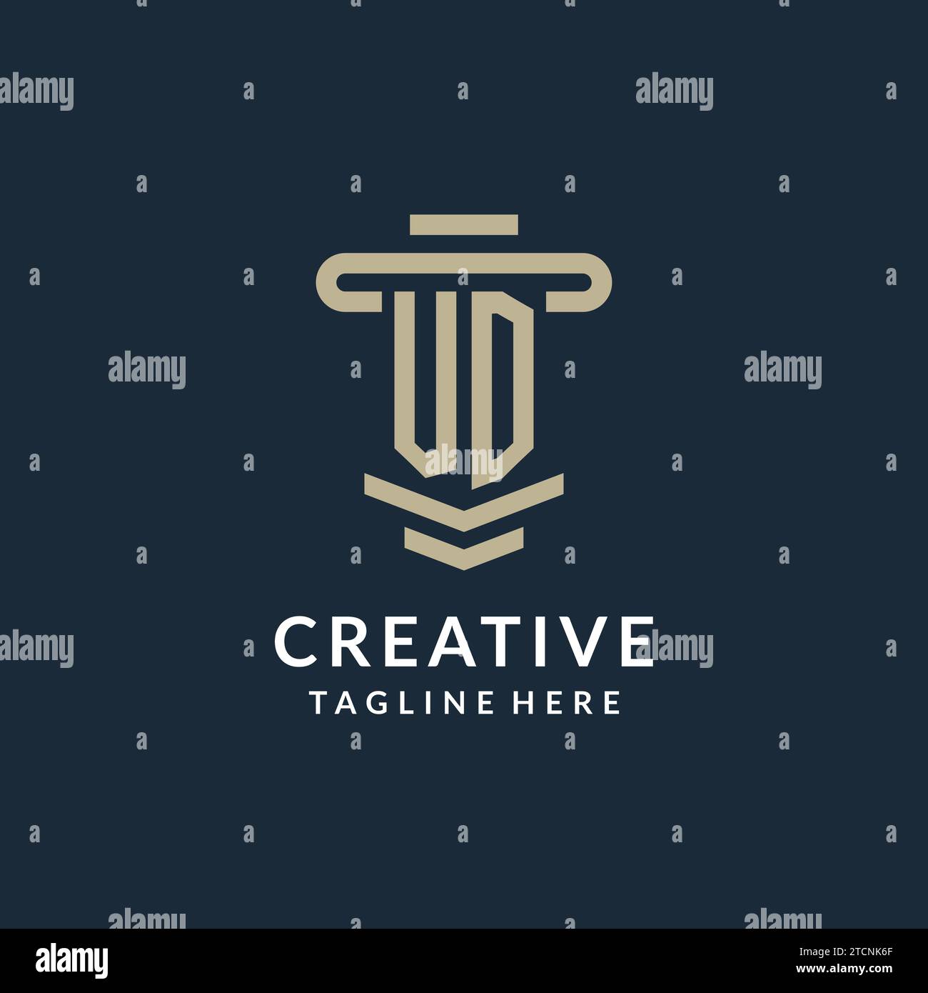 VD initial logo monogram with simple luxury pillar line vector design ideas Stock Vector