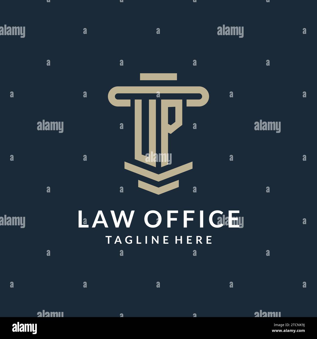 UP initial logo monogram with simple luxury pillar line vector design ideas Stock Vector