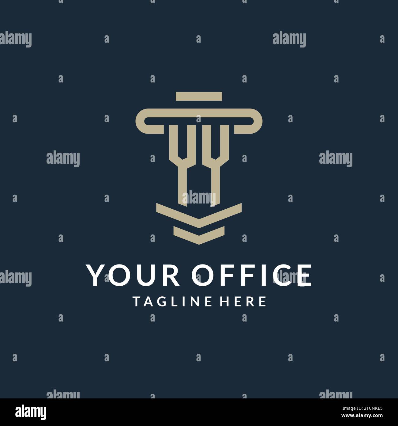 YY initial logo monogram with simple luxury pillar line vector design ideas Stock Vector