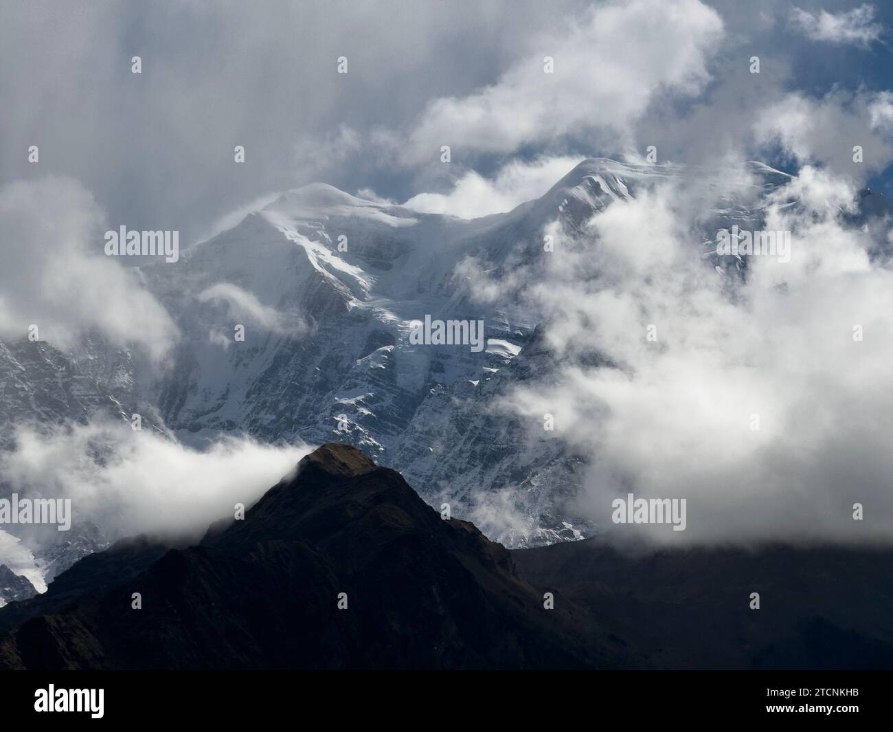 Annapurna South as seen from the Kali Gandaki Gorge - Mustang District, Nepal Stock Photo