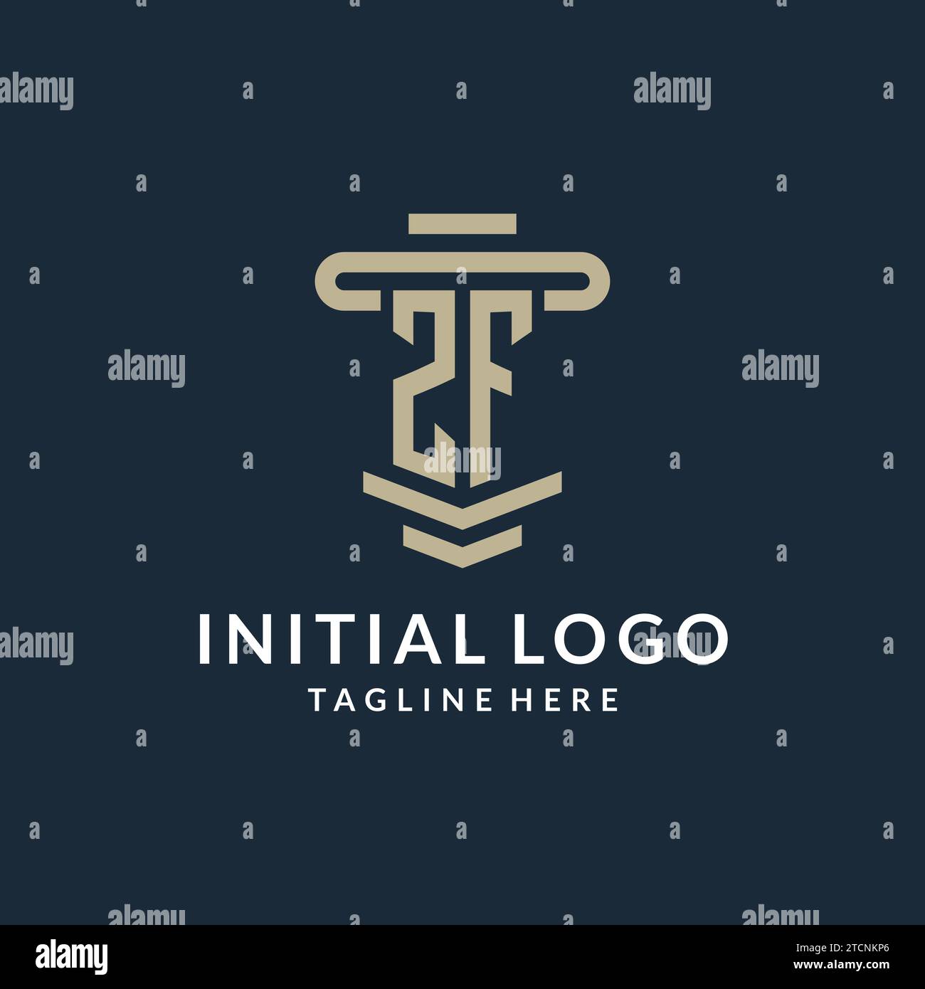 ZF initial logo monogram with simple luxury pillar line vector design ideas Stock Vector