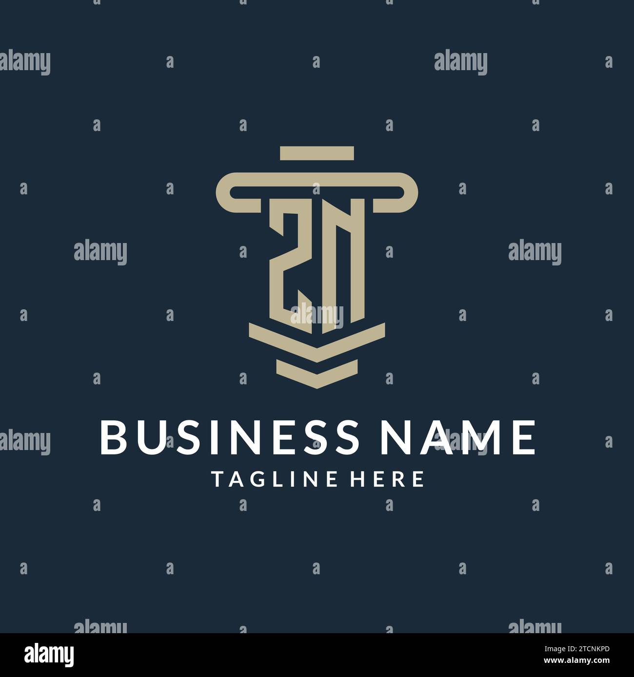 ZN initial logo monogram with simple luxury pillar line vector design ideas Stock Vector