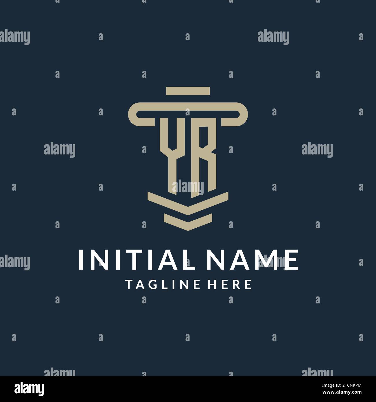 YR initial logo monogram with simple luxury pillar line vector design ideas Stock Vector