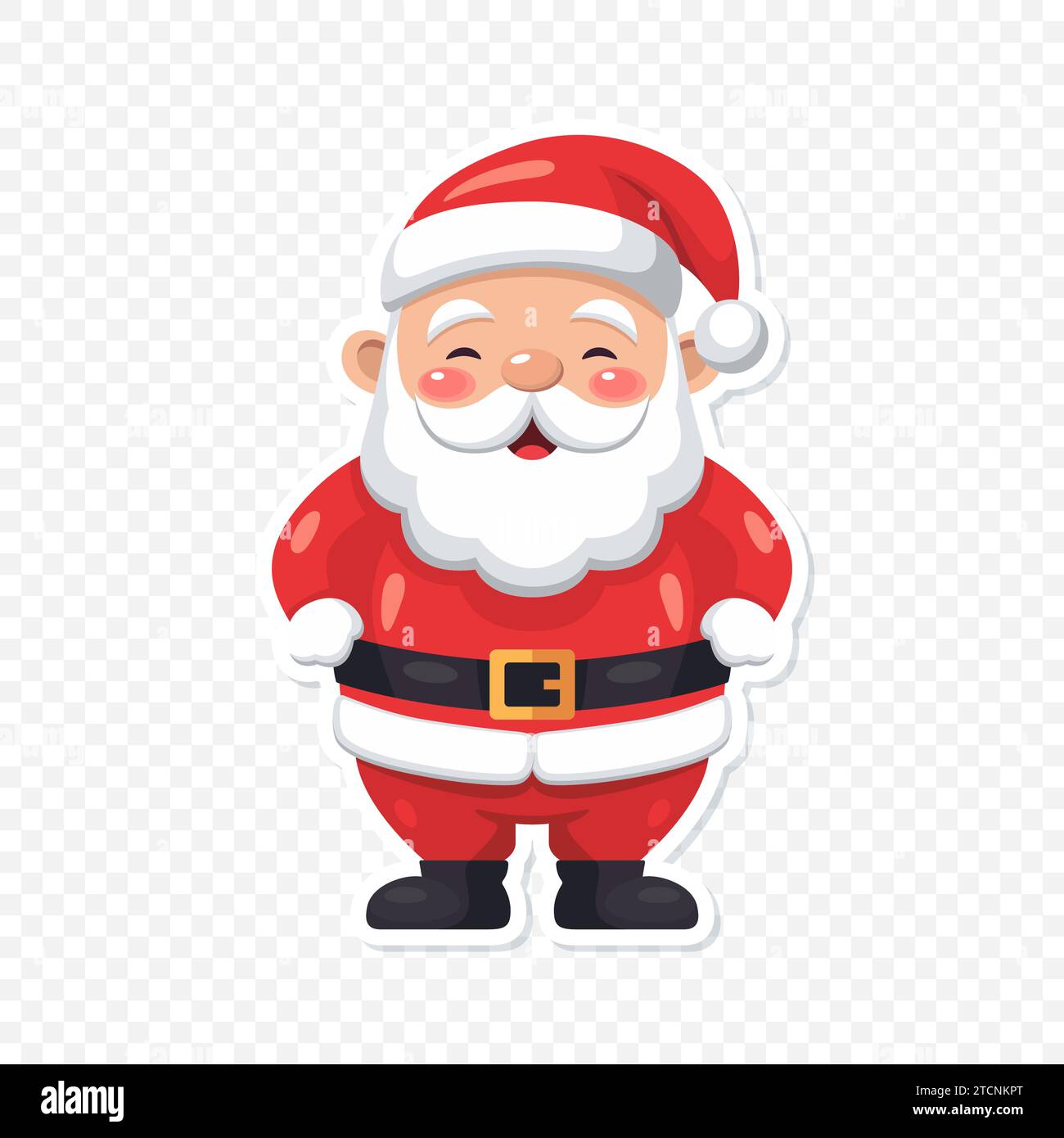 Flat Vector Portrait of Smiling Happy Santa Claus Icon. Cartoon Christmas Santa Claus Sticker Icon, Isolated Vector Illustration, Front View Stock Vector