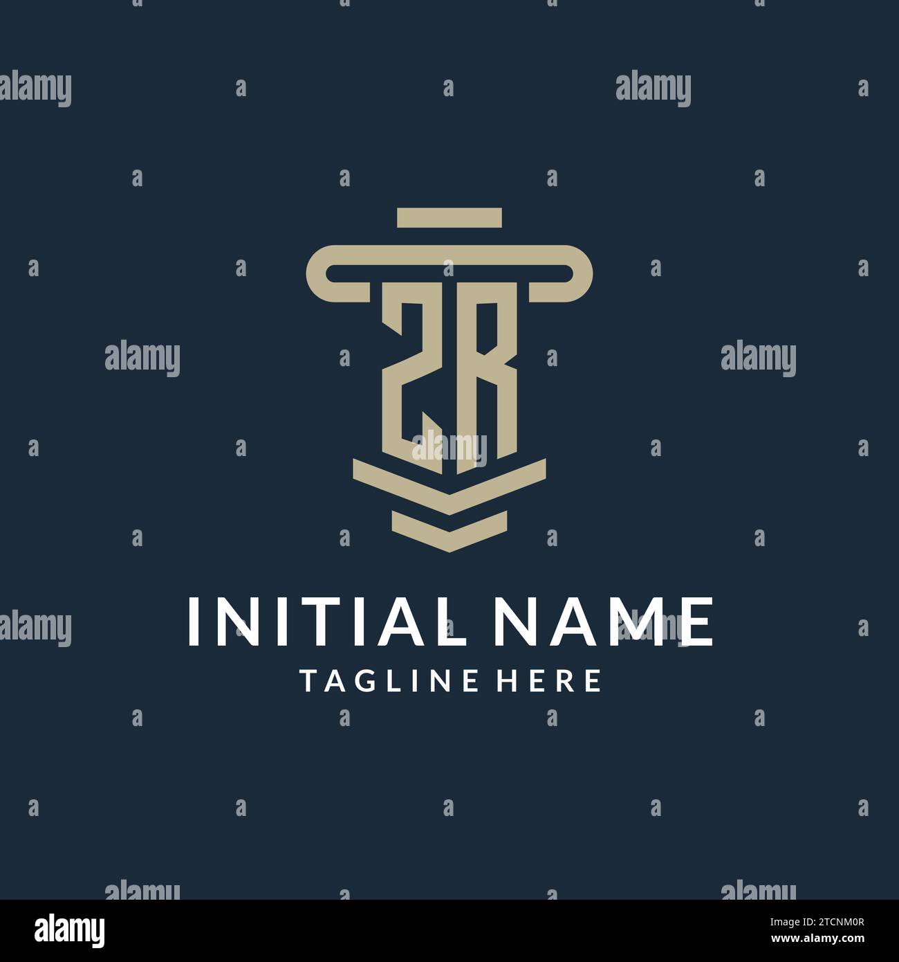 ZR initial logo monogram with simple luxury pillar line vector design ideas Stock Vector