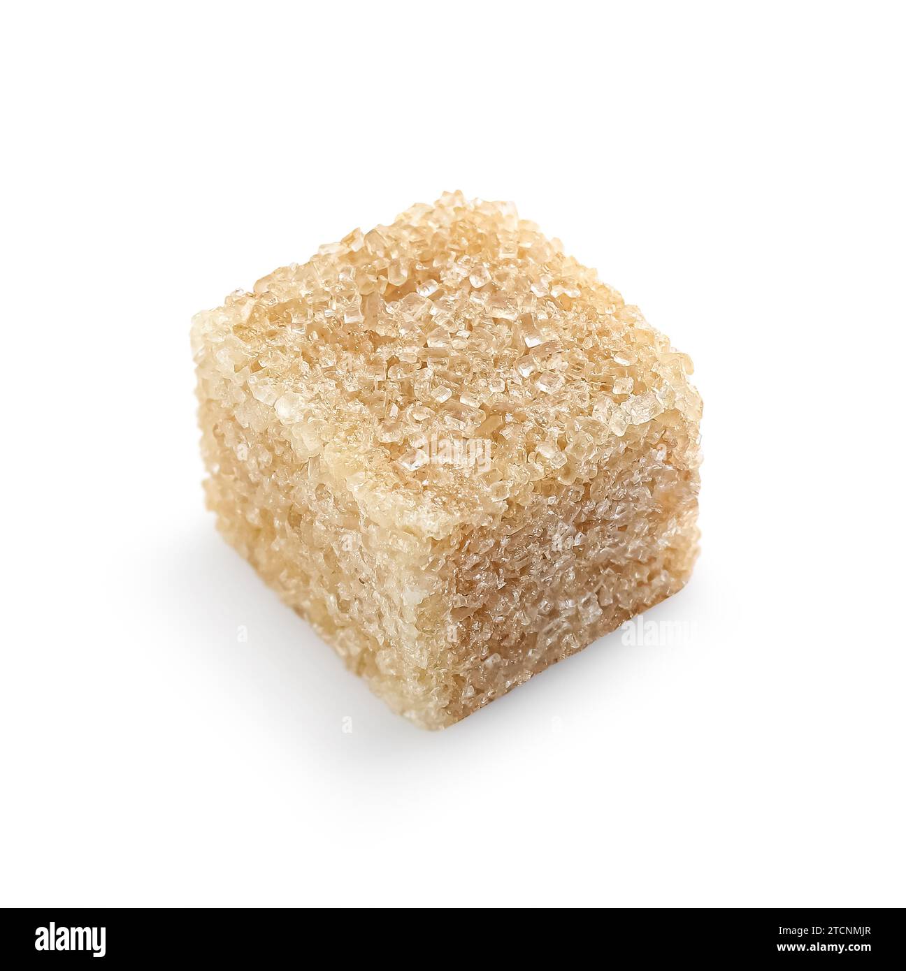 One brown sugar cube isolated on white Stock Photo Alamy