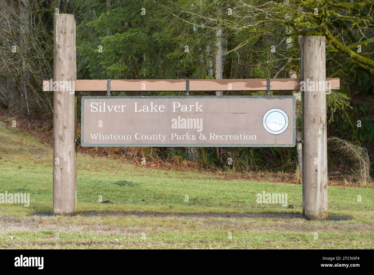 Maple Falls, WA, USA January 5, 2023;Sign for Silver Lake Park