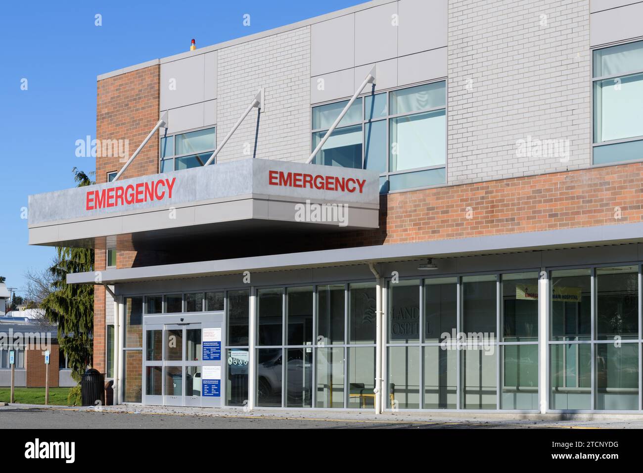 Anacortes, WA, USA January 29, 2023; Awning with text emergency