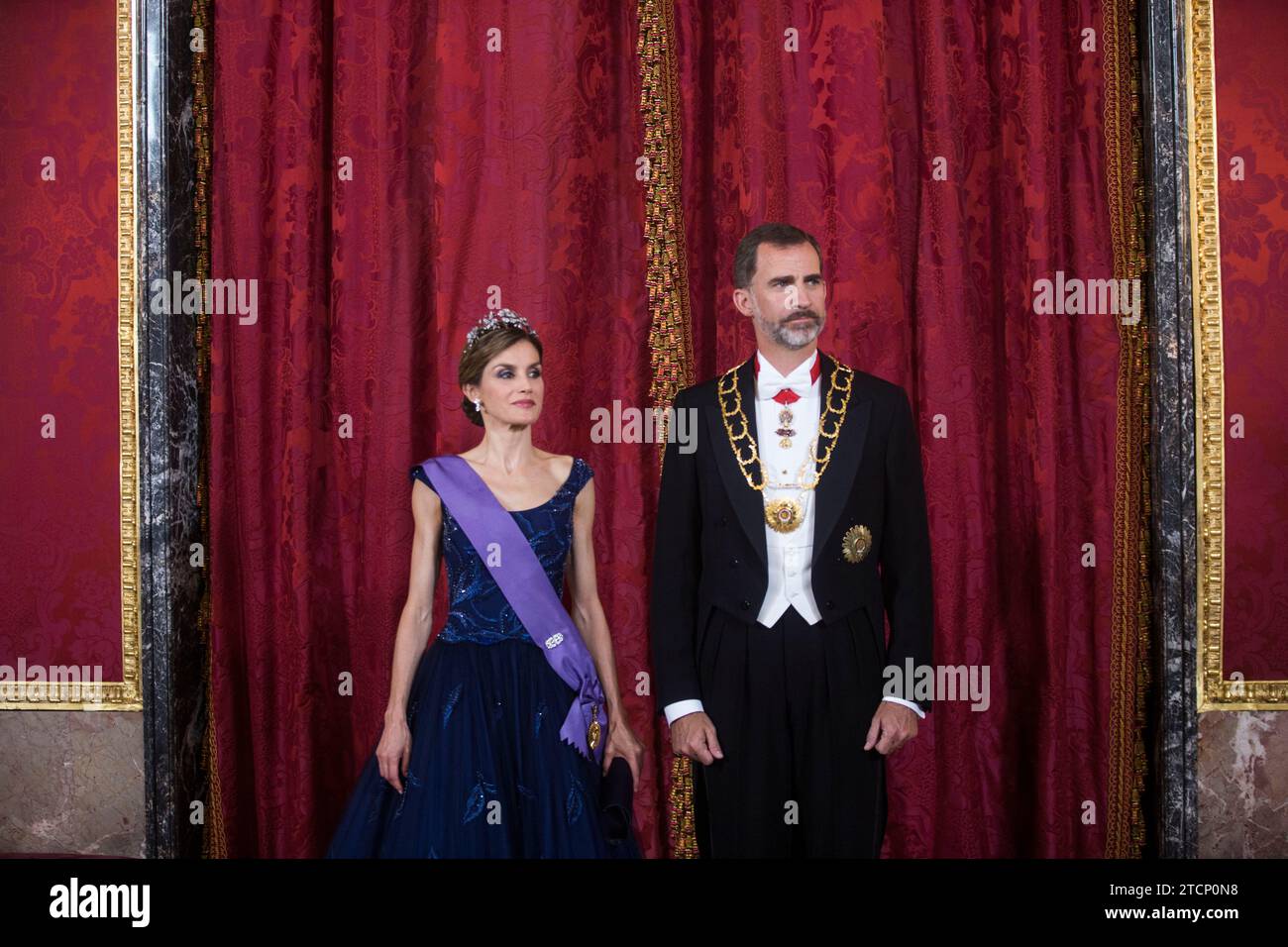 Madrid, 07/07/2015. King Felipe VI and Queen Letizia offer a gala dinner at the Royal Palace to the president of Peru Ollanta Humala and his wife Nadine Heredia. Photo: Ángel de Antonio ARCHDC. Credit: Album / Archivo ABC / Ángel de Antonio Stock Photo