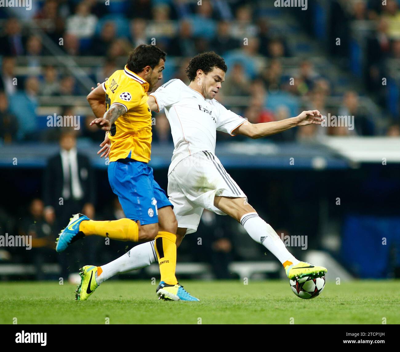 MADRID. October 23, 2013. Pepe in action during the Champions League match between Real Madrid and Juventus at the Santiago Bernabeu stadium. Image Oscar del Pozo ARCHDC. Credit: Album / Archivo ABC / Oscar del Pozo Stock Photo