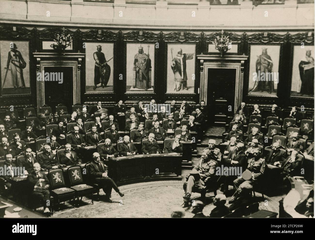 06/30/1924. Brussels. In Parliament. King Albert I (x) presiding over the inauguration of the International Trade Congress. Credit: Album / Archivo ABC / Marín Stock Photo