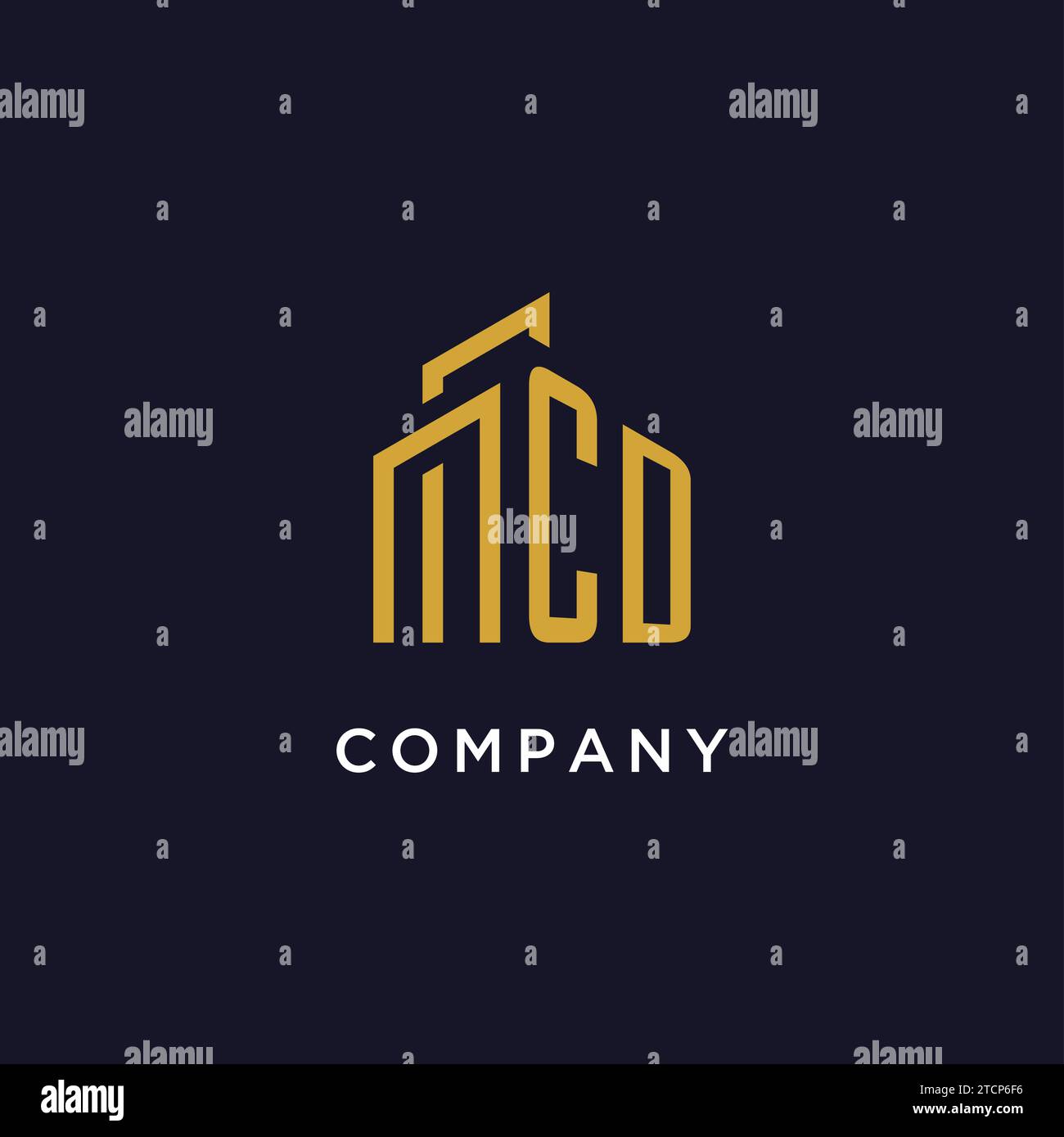 CD initial monogram with building logo design vector graphic Stock Vector