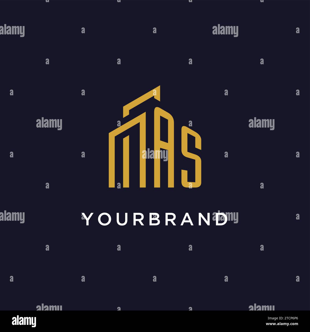 AS initial monogram with building logo design vector graphic Stock Vector
