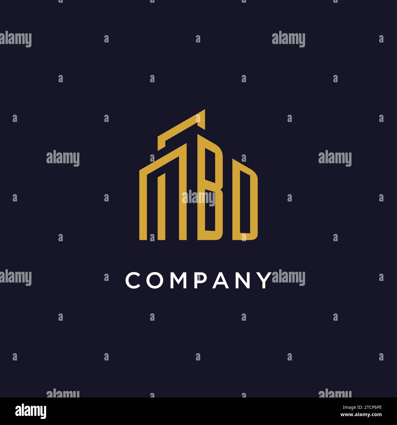 BD initial monogram with building logo design vector graphic Stock Vector
