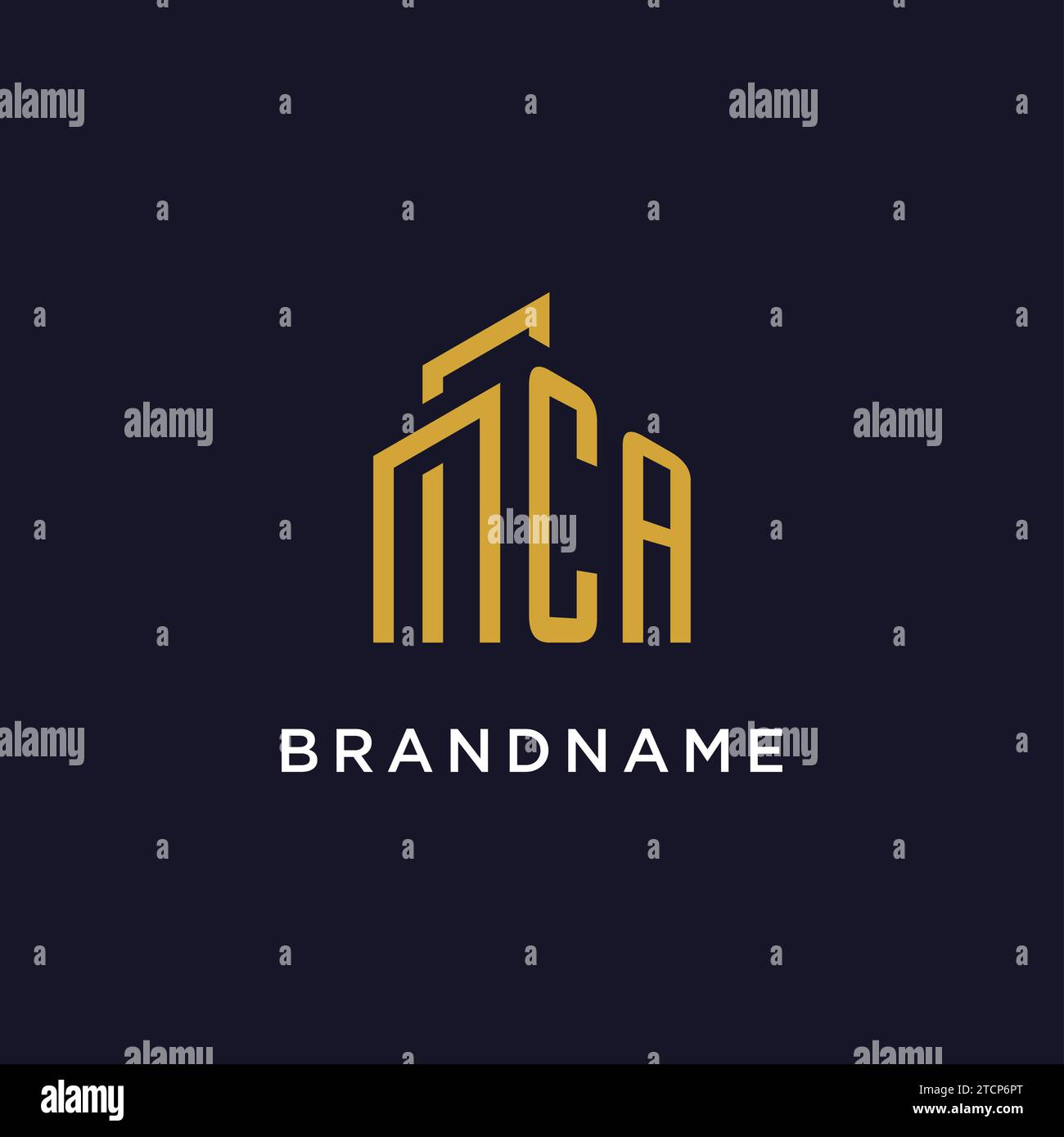 CA initial monogram with building logo design vector graphic Stock Vector