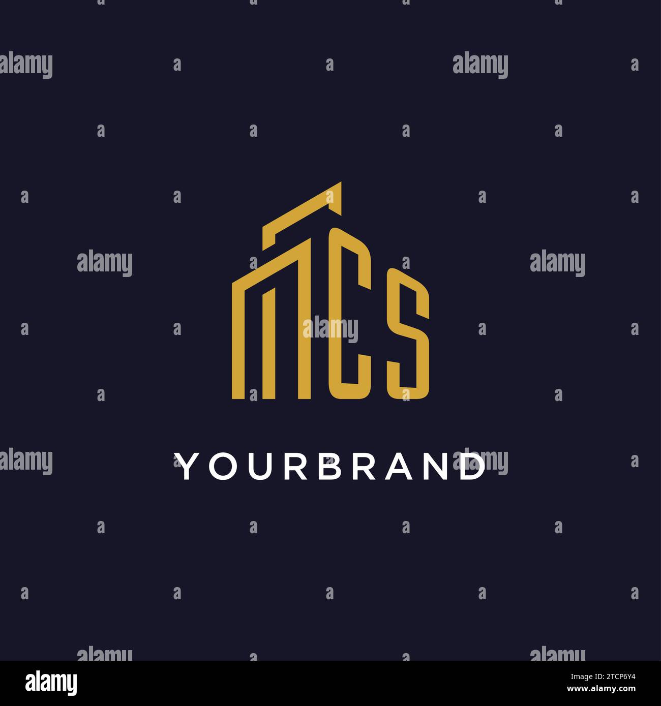 CS initial monogram with building logo design vector graphic Stock Vector