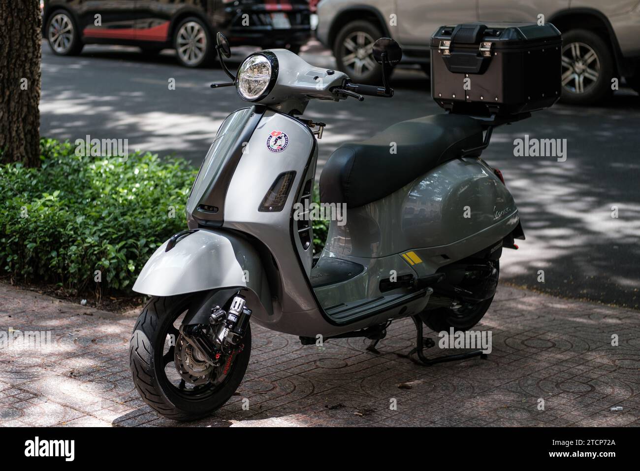 HCMC, VN - Dec 2023. Vespa GTS TuperTech 300 Motorbike Stock Photo