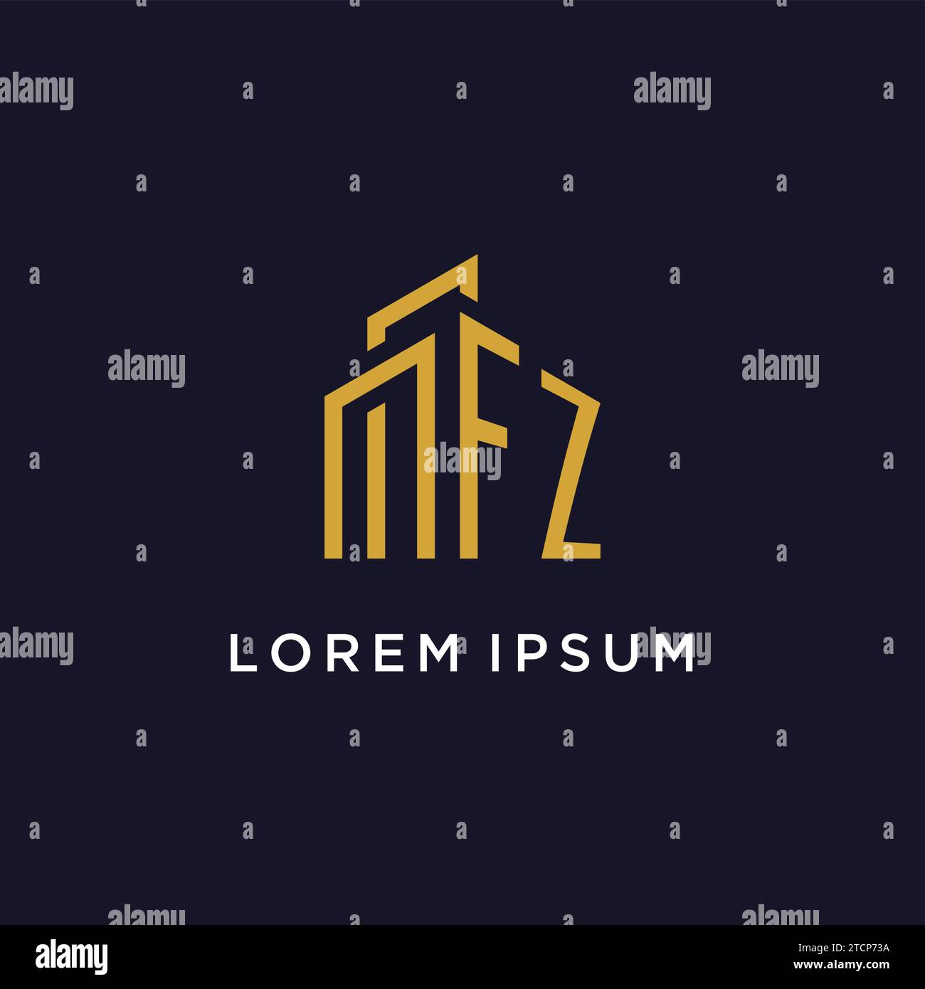FZ initial monogram with building logo design vector graphic Stock Vector