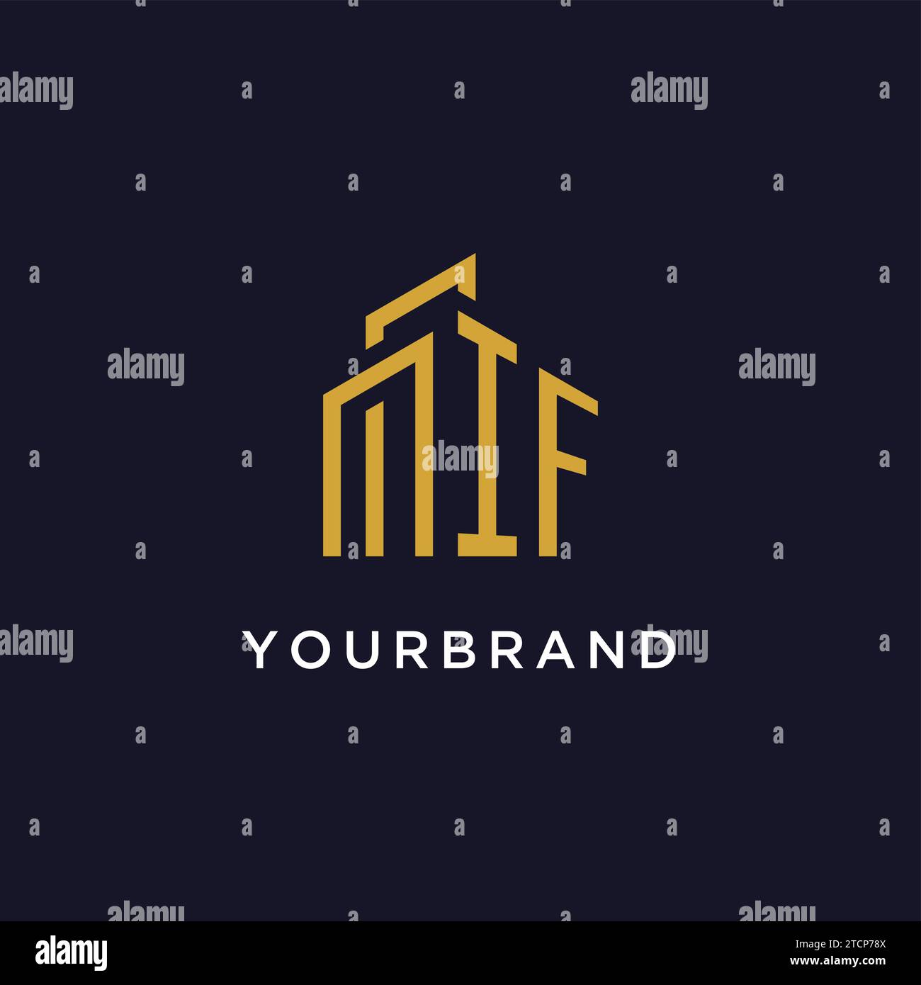 IF initial monogram with building logo design vector graphic Stock Vector