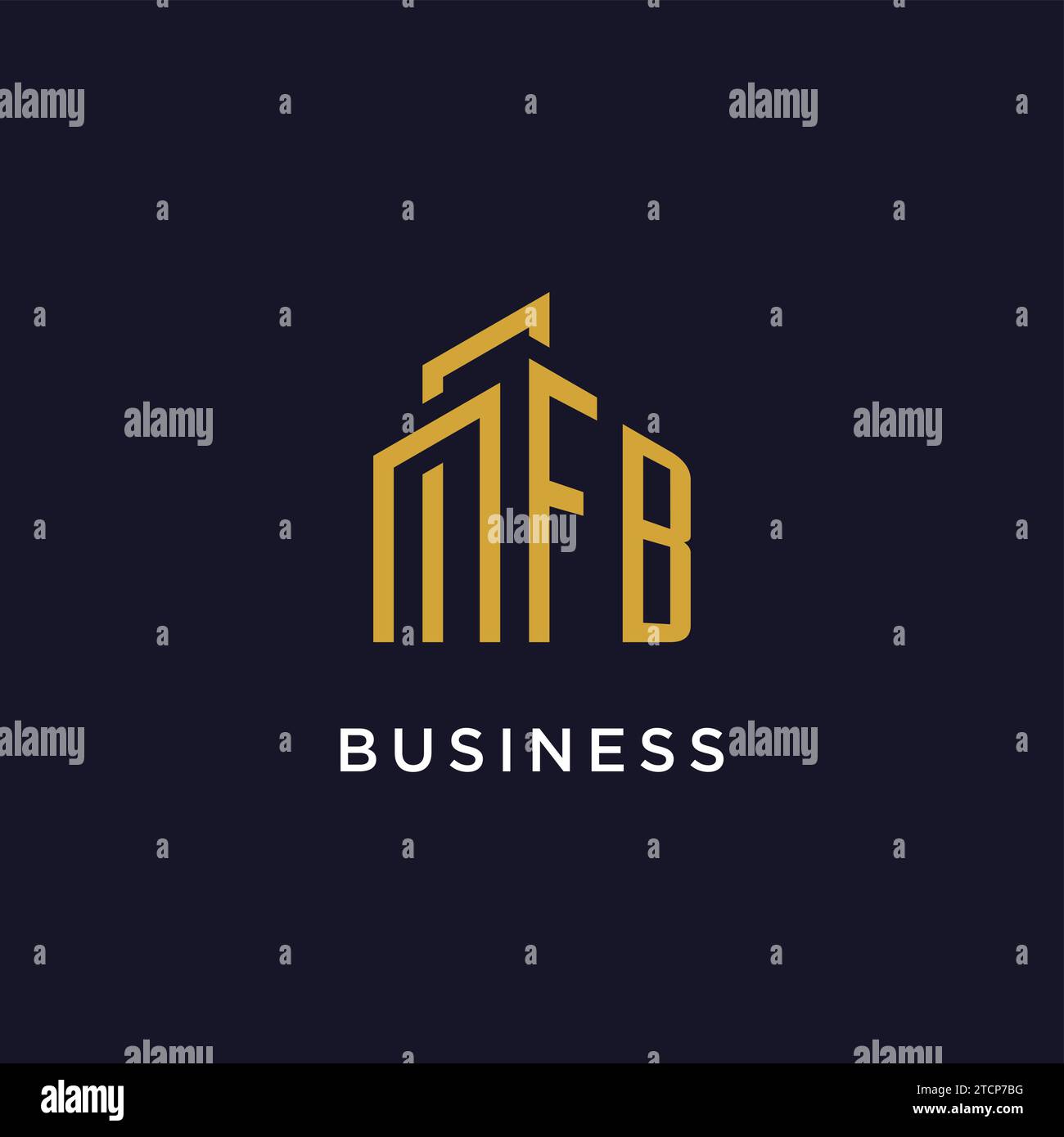 FB initial monogram with building logo design vector graphic Stock Vector
